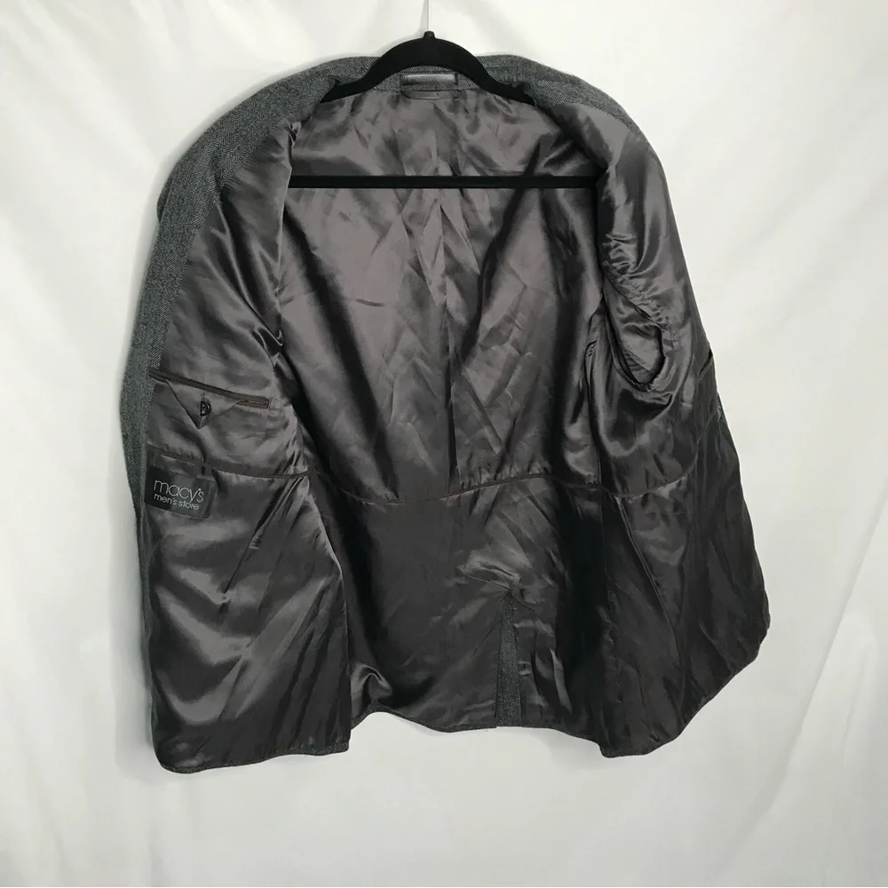 Ralph Lauren Mens Blazer 44R 100%‎ Wool Charcoal Gray Herringbone Macy's Store